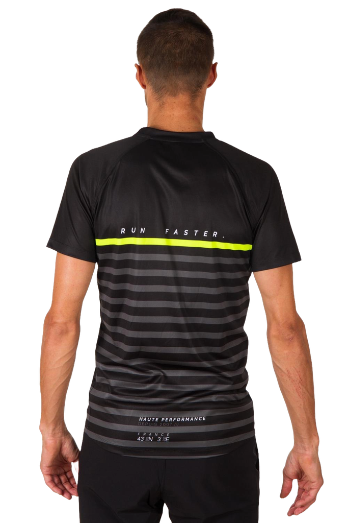 RUNNING T-SHIRT MAN MARINIERE BLACK