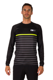 RUNNING T-SHIRT LONG SLEEVES MAN MARINIERE BLACK